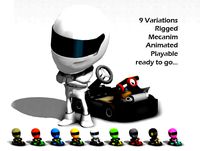 Cartoon Racing Dudes with Go-Kart