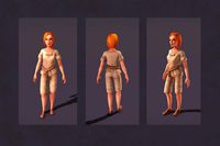 Girl with clothes. Worker set