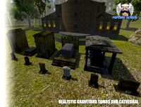 Graveyard Tombs and Cathedral
