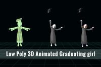 Low Poly 3D Animated Graduating girl