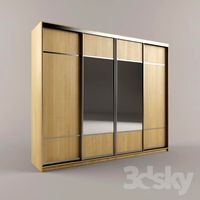 Four wardrobe of particleboard with a mirror.