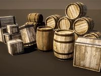 Medieval barrels and boxes