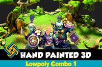 Hand Painted 3D Floating Islands &amp; Low Poly Orc Combo 01