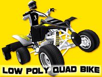 Low Poly Quad Bike With Trailer & Rider - 3