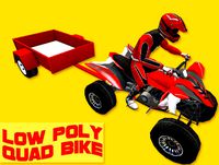 Low Poly Quad Bike With Trailer & Rider - 2