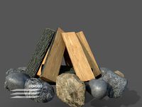 Campfire Ring Wood and Rocks Pack