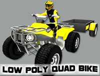 Low Poly Quad Bike With Trailer & Rider - 5