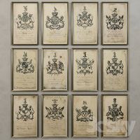 Restoration Hardware 18th c. English Armorial Engravings