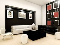 Black and White Living Room 3D Model