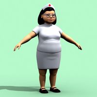 Fat Cartoon Nurse 3D Model