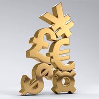 Stacked Currency Symbols 3D Model
