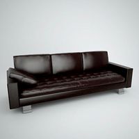 Brown Leather Sofa 3D Model