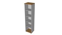 Librería alta 1 puerta de 50 cm abierta con 4 estantes moviles haya/ aluminio