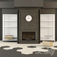 Modern fireplace and shelves