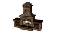 Brighton Fireplace with wood box set_Gascony Tan with Ashbury Haze accents