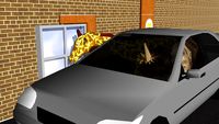 A Giraffe and a Rhino Ordering a Big Mac at the McDonalds Drive Through