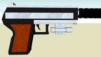 Handgun with Silencer and Laser Sight