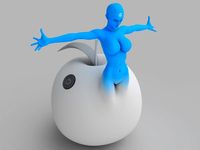 Blue Apple Computer Girl 3D Model