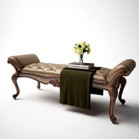 Classic leather Bed end stool 3D Model