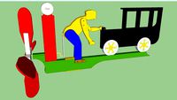 Whirligig of man crank starting old car