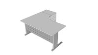 Ofi Metal - Escritorio angular dch. 4 cajones. gris/ aluminio