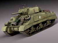 M4A2 Sherman Tank with equipment 3D Model