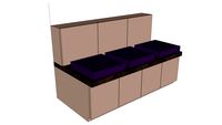Banquette oxyde et moka avec coussins de sol 40cm prune
