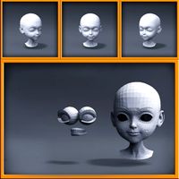 Cartoon girl head 3D Model