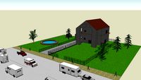 house, road and small park