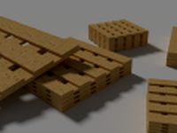 Wooden Crates Pallets 3D Model