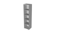 Librería alta 1 puerta de 50 cm abierta con 4 estantes moviles gris/ aluminio