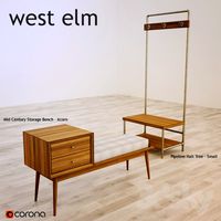 west elm Mid-Century Storage Bench, Pipeline Hall Tree