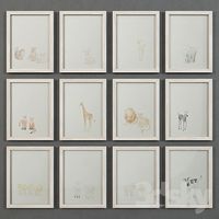 Restoration Hardware watercolor animal illustrations