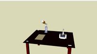 bureau avec microscope,lampe et feille vierge