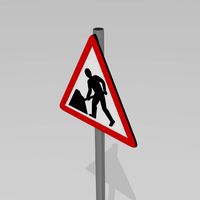 Road work ahead sign