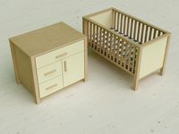 Pierre Cardin 3D  Baby Cot &amp; Changing Cabinet
