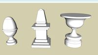tres figuras: soporte escalera, obelisco y copa