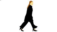 2d woman walking, long stride