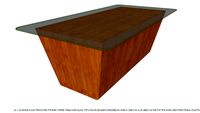 COFFEE TABLE BAMBOO TRUNCATED PYRAMID 24X48 GLASS TOP DESIGNED BY JOHN A WEICK RA