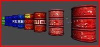 Toon Metal Oil Drums barrels 3D Model