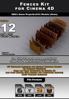 Low Poly 3D Models - Fences Kit for Cinema 4D