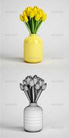 CGAxis Yellow Tulips in Vase 12