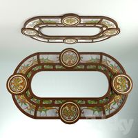 Ceiling stained glass in a wooden frame