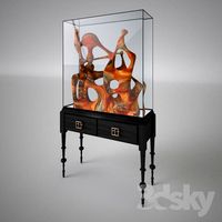 Display cabinet with sculptural coral