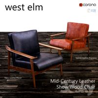 West elm Mid-Century Leather Show Wood Chair