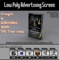 Low Poly Advertising Screen 3D Model