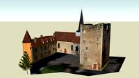 Mairie et église dans l'ancien prieuré de Saint Sernin du Bois.