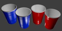 3D Red and Blue Party Cups