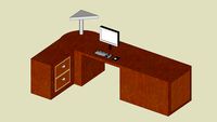 cherry desk with computer