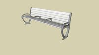 Forms+Surfaces Trio Bench, 8 foot, backed, extruded aluminum slats, two armrests